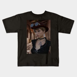 Portrait of steampunk posing Kids T-Shirt